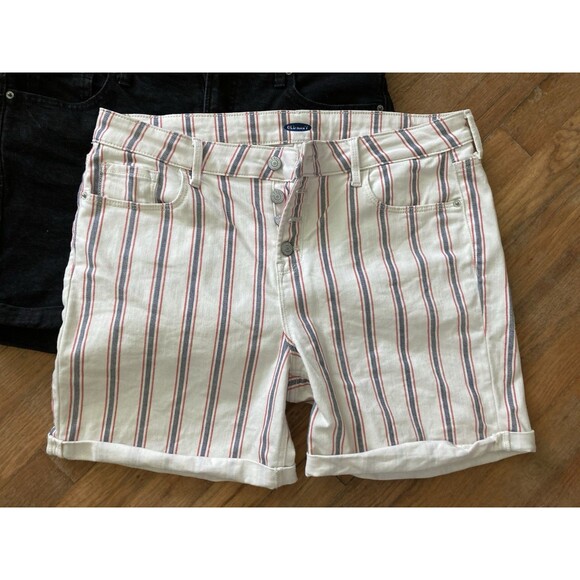 Old Navy Denim Shorts 14 Striped Roll Hem Classic - Picture 1 of 4